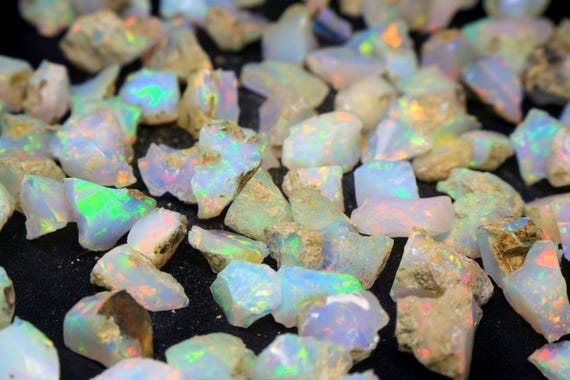 Natural Ethiopian Welo Opal Rough: AAA Grade Crystal Fire Opal Raw Gemstone Lot