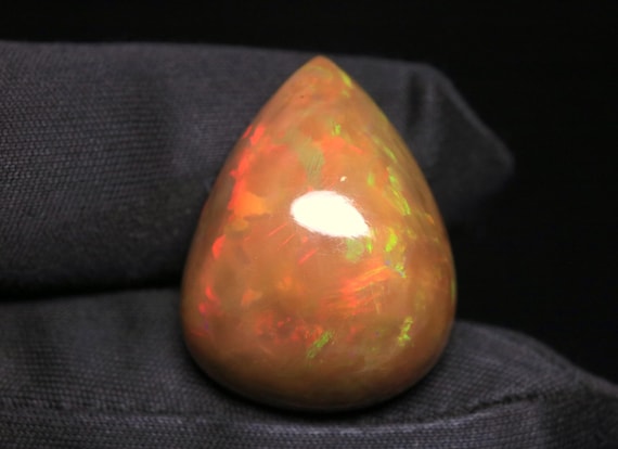 Natural Opal Cabochon: 22.45 CT Multi Fire Brown Ethiopian Opal Loose Gemstone For Jewelry