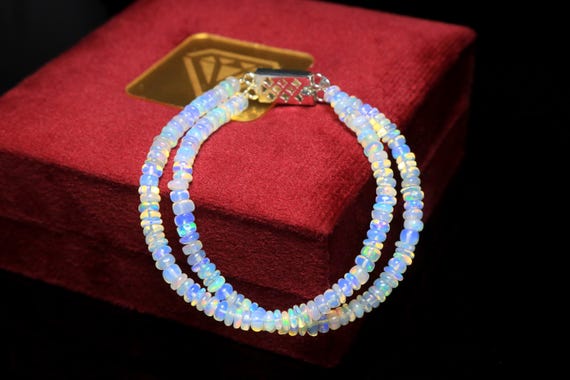 Ethiopian Opal Beaded Bracelet: Two-Layer Rondelle Gemstone Jewelry