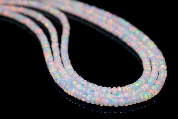 Ethiopian Opal Rondelle Beads: Natural White Gemstone, 3-5mm