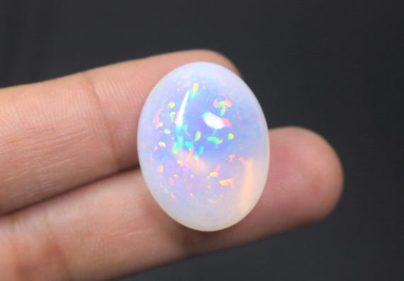 Natural Ethiopian Oval Opal Cabochon, 31.65 Carat Multi Fire Welo Crystal Opal Loose Gemstone