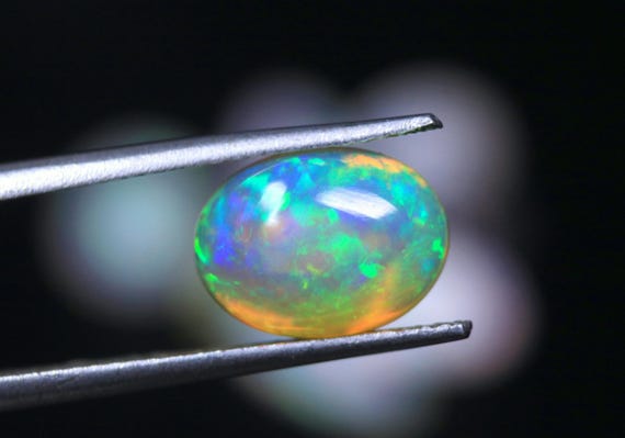Ethiopian Welo Opal Cabochon, Multi Fire Gemstone, 2.10 CT (10.50x8x5 MM)