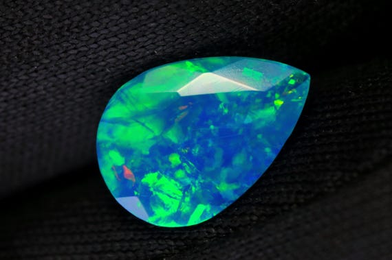 AAA Paraiba Ethiopian Opal, Pear Cut Galaxy Fire Opal Stone, 0.85 CT
