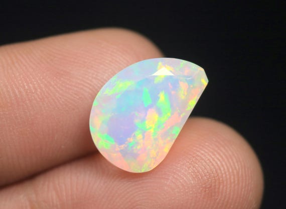 Faceted Ethiopian Opal Fancy Gemstone: 4.20 CT Multi Fire Opal Loose Stone Jewelry Making