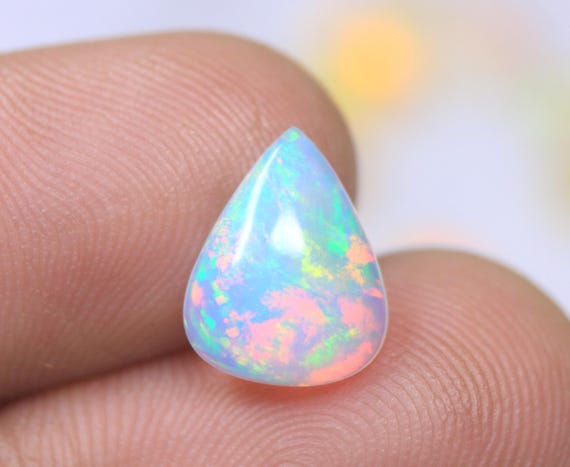 Play of Color Opal Loose Cabochon, Multicolor Ethiopian Opal Gemstone For Jewelry (1.70 Carat)