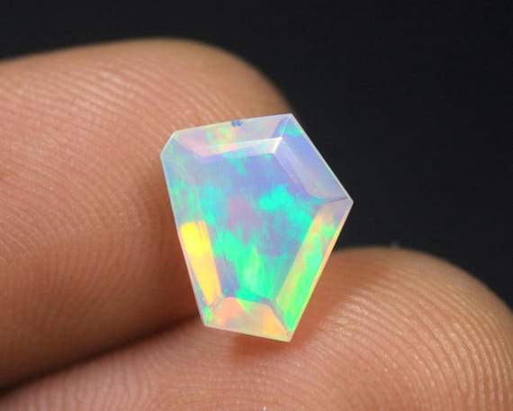 Faceted Natural Ethiopian Opal, Fancy Cut Loose Gemstone (10x8.2x4.2 MM)
