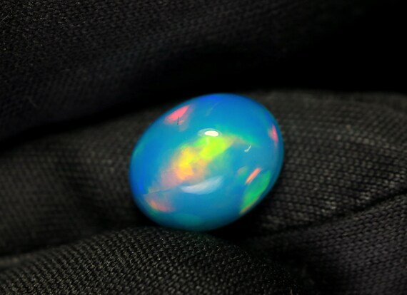 Rare Ethiopian Opal Cabochon, 2.10 CT Oval Sky Blue Opal Stone, October Birthstone