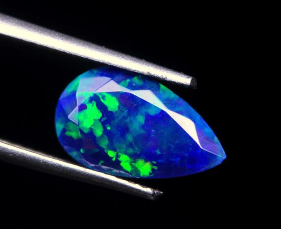 Ethiopian Opal Faceted Gemstone: Galaxy Fire Pear Stone Jewelry Making, (1.10 CT, 11.30x7x4 MM)