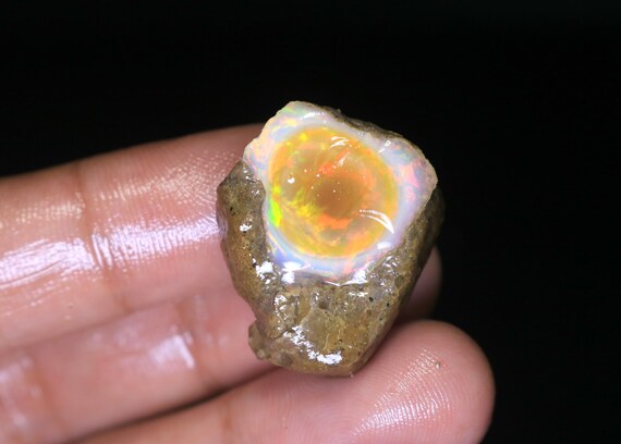 31 CT Ethiopian Opal Rough, AAA Fire Opal Crystal, October Birthstone
