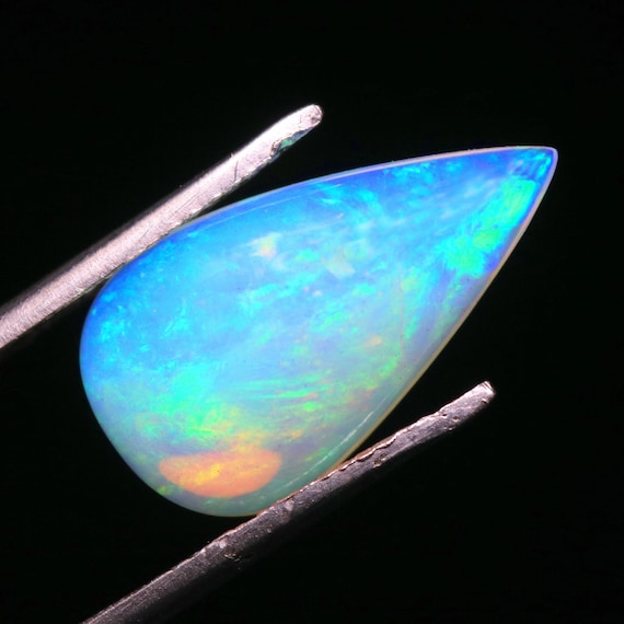 Pear Ethiopian Opal Gemstone, Teardrop Natural Fire Welo Opal Cabochon (17.40x9.60x4.50 MM)
