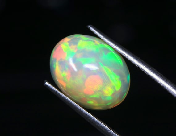 3.50 CT Welo Fire Opal Cabochon: Hand Polished Ethiopian Loose Gemstone (12x9.50x6 MM)