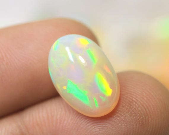 Rainbow Ethiopian Fire Opal Cabochon: 5.70 CT Oval Multicolor Opal Gemstone 15.50x10.40x8 MM