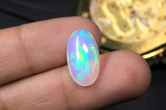 AAA+ Quality Unique Flashy White Opal Oval Cabochon, 3.80 CT Multi-Fire Opal Loose Gemstone