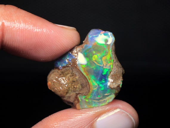 AAA Ethiopian Opal Rough, Rainbow Flashy Fire, 26.20 CT Loose Gemstone