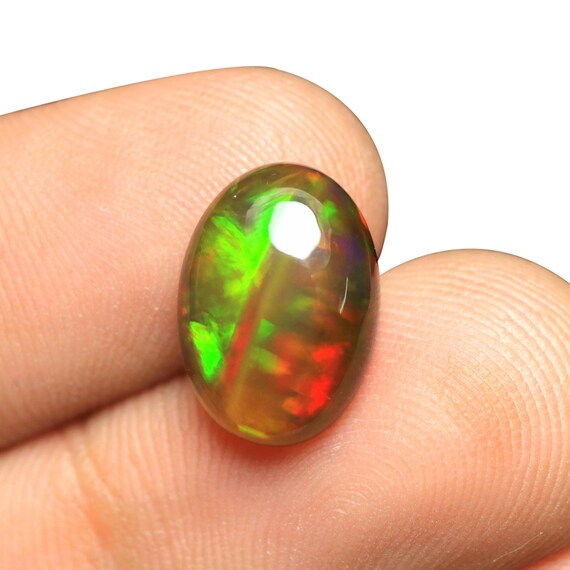Natural Ethiopian Black Opal Gemstone, Oval Shape, 3.35 Carat, Play of Color (13.70x9.80x4.60 MM)