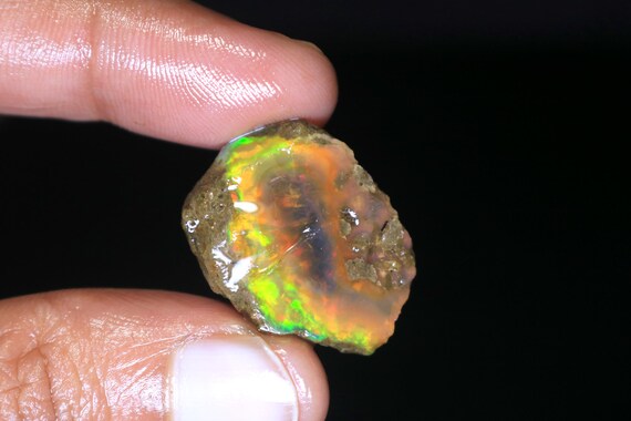 18.00 CT AAA+ Uncut Rainbow Crystal Opal Raw, 26x20x8 MM Natural Fire Ethiopian Welo Opal Gemstone, Flashy Opal Specimen Rough For Jewelry
