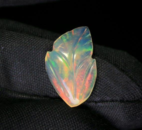 Handmade Ethiopian Opal Leaf Carving, 2.10 CT Loose Gemstone