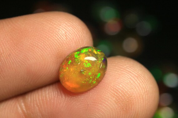 Ethiopian Yellow Opal Gemstone : 1.15 CT Multi Flashy Fire Welo Opal Loose Stone
