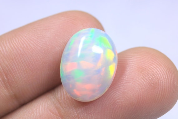 AAA Quality Oval Opal Cabochon: 6.25 Carat Natural Galaxy Fire Ethiopian Opal Jewelry Stone