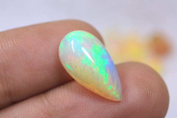 Teardrop Opal Loose Cabochon: 4.80 CT Rare Multi Fire Ethiopian Welo Opal Jewelry Gemstone