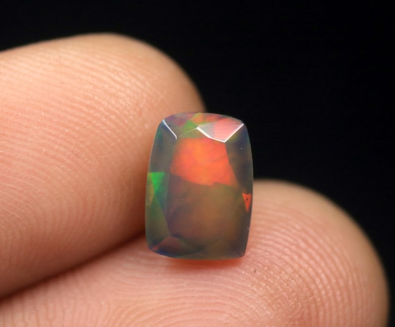 Rare Ethiopian Opal Cut Gemstone 1.80 Carat Natural Welo Fire Opal Faceted Stone