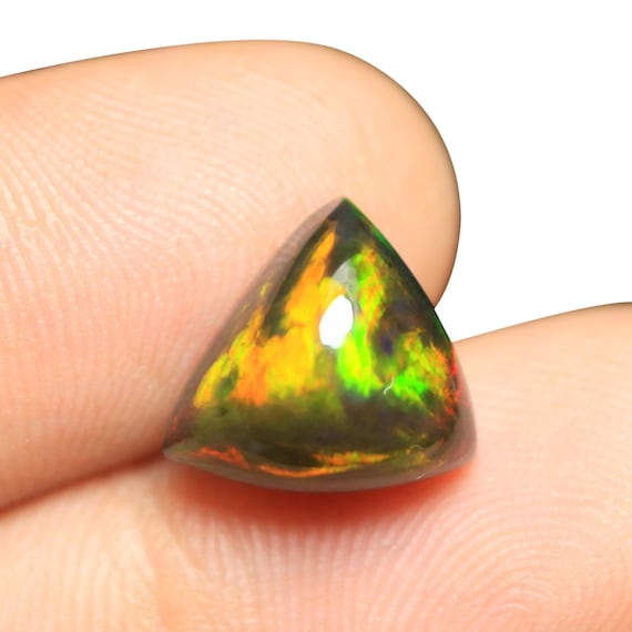 Rare Ethiopian Welo Opal Cabochon: 3.40 CT Trillion Multi Fire Gemstone