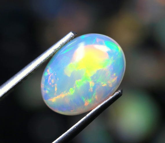 Ethiopian Opal Oval Cabochon, 1.85 CT Multi Fire Gemstone For Jewelry
