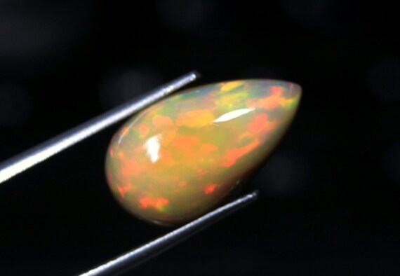 Ethiopian Welo Opal Cabochon: 4.90 CT Pear Shape Loose Gemstone