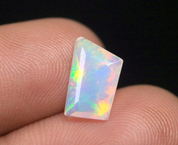 1.45 CT Natural Multi Fire Opal Loose Gemstone, Fancy Ethiopian Opal Birthstone For Jewelry