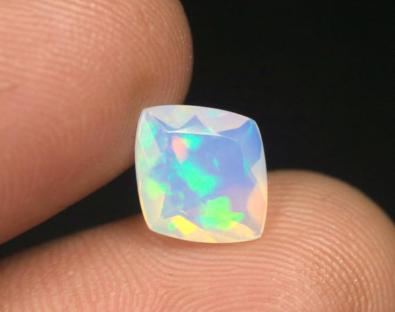 AAA+ Multi Fire Flashy Opal Faceted Gemstone, 1.50 CT Natural Unique Welo Opal Stone