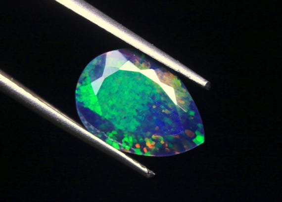 Honeycomb Opal Faceted Gemstone: Galaxy Fire Pear Stone Jewelry Making, (2.40 CT, 12.60x9x5 MM)