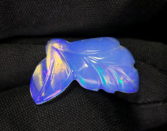 Carved Ethiopian Opal, Leaf Jewelry Stone, Handmade, 3.10 CT