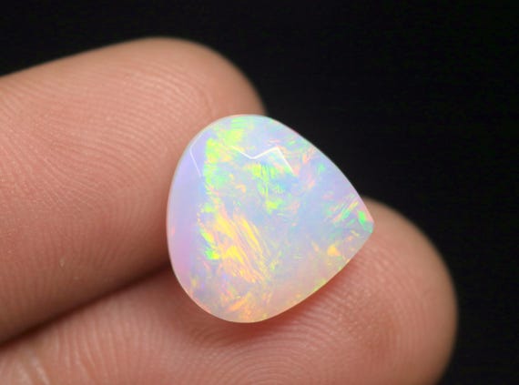 Faceted Ethiopian Fire Opal Gemstone: 5.10 CT Natural White Opal Loose Stone Jewelry Making