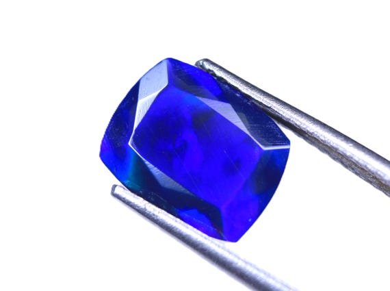 1.60 CT Faceted Ethiopian Black Opal, Cushion Cut Welo Opal, Loose Gemstone (10x8x4.20 MM)