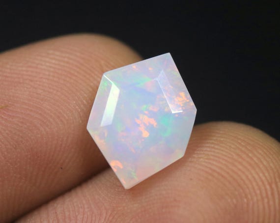 Rainbow Fire Opal Faceted, 2.30 CT, Fancy Ethiopian Opal Gemstone, 13x9x6 MM