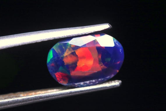 AAA+ Multi Fire Ethiopian Opal Faceted Gemstone, 1.20 CT Natural Unique Welo Opal Stone