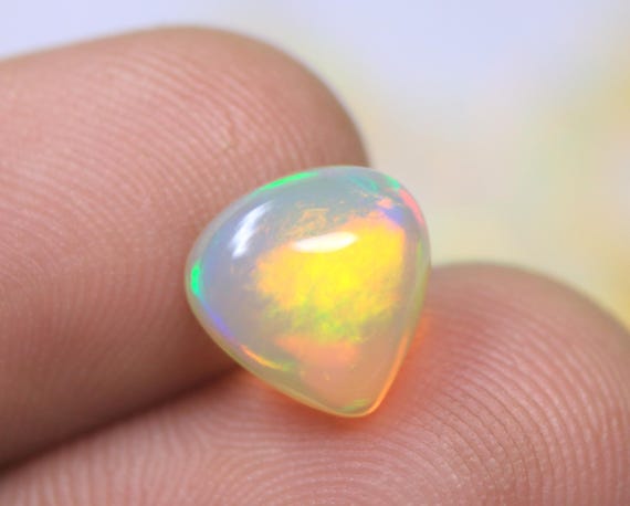 Natural Welo Fire Opal Cabochon, AAA Grade Pear Ethiopian Opal Gemstone (2.15 Carat)