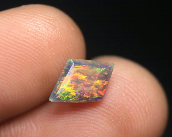 Fancy Shape Black Opal Faceted Gemstone: 0.85 CT Ethiopian Welo Opal birthstone For Jewelry
