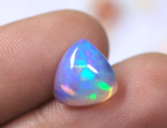 Honeycomb Opal Cabochon: 2.75 CT Blue Fire Ethiopian Opal Loose Jewelry Gemstone, October Birthstone