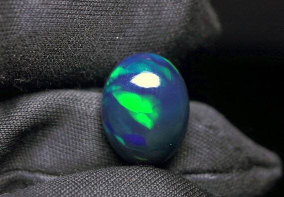 Ethiopian Welo Black Opal Cabochon, 3.40 CT Flashy Opal Stone
