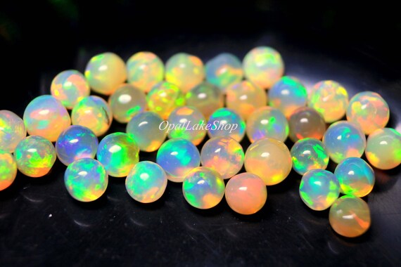 Natural Ethiopian Opal Balls, AAA Grade Welo Rainbow Gemstone (4-6 mm)