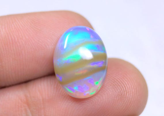 Natural Ethiopian Welo Opal Cabochon, 6 CT Oval Crystal Gemstone