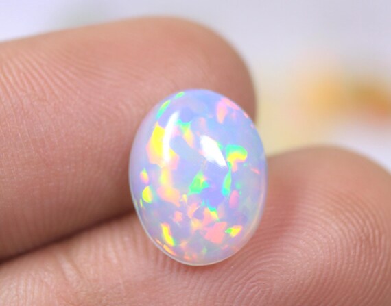 Rare Ethiopian Opal Oval Cabochon: 2.95 CT Genuine Multicolor Jelly Opal Gemstone For Jewelry