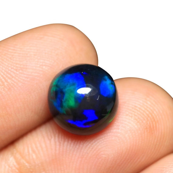Galaxy Fire Natural Ethiopian Opal Cabochon, 4.15 CT Smooth Polished Welo Black Opal Gemstone