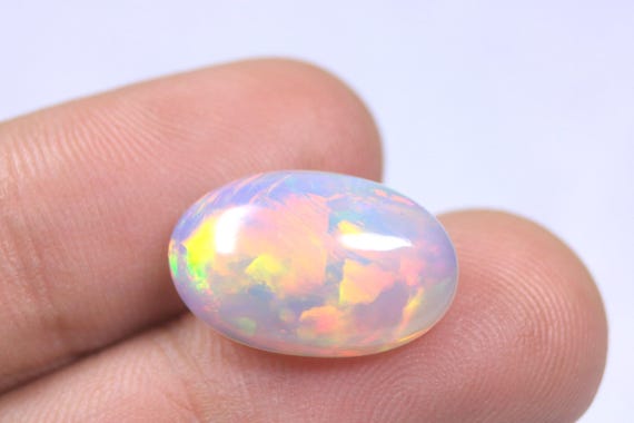 Multi Fire Opal Cabochon: 6.05 Carat  Rainbow Flashy Loose Opal Gemstone For Making Jewelry