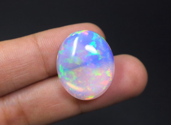 Genuine Welo Opal Oval Cabochon, 23 Carat Rare Multi Color Flashy Fire Loose Gemstone