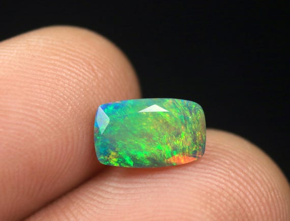 Black Opal Faceted Gemstone: 1.05 CT Natural Multi Fire Ethiopian Welo Opal Loose Stone