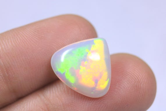 Honeycomb Fire Opal Loose Cabochon: 4.45 Carat Natural Rare Ethiopian Yellow Opal Jewelry Gemstone