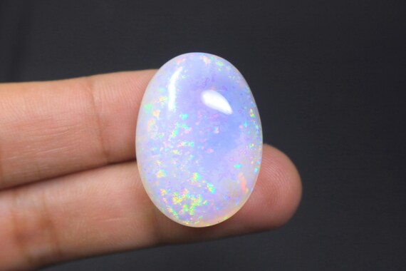 Natural Ethiopian Oval Opal Cabochon, 38.25 Carat Loose Gemstone, Mult Fire Welo Crystal Stone