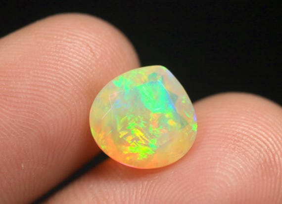 Faceted Ethiopian Fire Opal Gemstone: 2.55 CT Natural Yellow Opal Loose Stone Jewelry Making